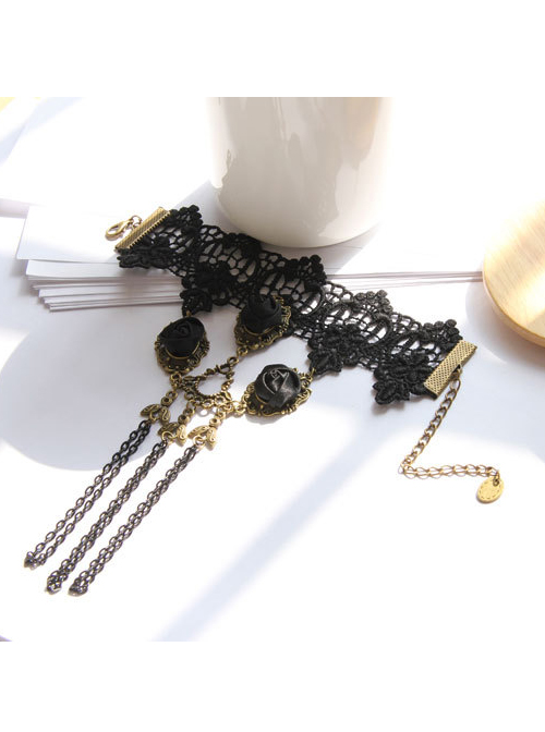 Punk Black Lace Retro Girls Lolita Wrist Strap