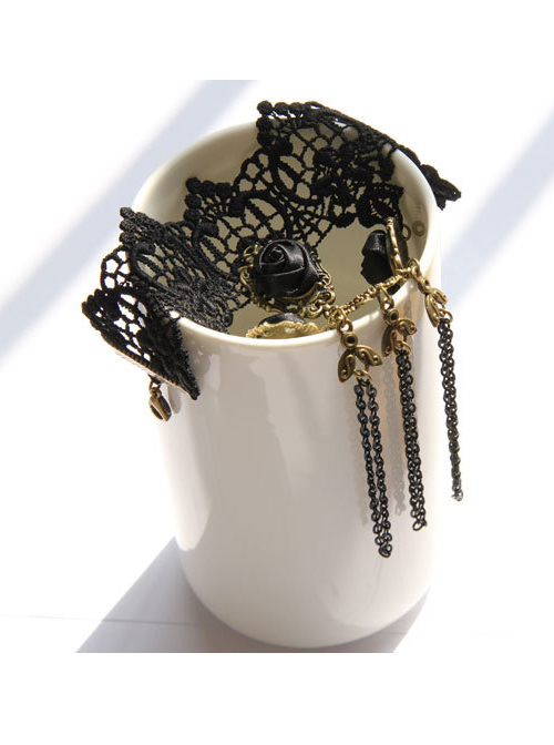 Punk Black Lace Retro Girls Lolita Wrist Strap