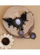 Black Lace Purple Gem And Flower Lolita Wrist Strap And Ring