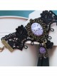 Black Lace Purple Gem And Flower Lolita Wrist Strap And Ring