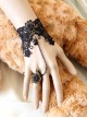 Retro Black Lace Chain Little Girls Lolita Wrist Strap And Ring