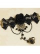 Fashion Black Vintage Rose Flower Crystal Lolita Wrist Strap And Ring