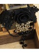 Fashion Black Vintage Rose Flower Crystal Lolita Wrist Strap And Ring