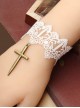 Cute White Lace Crucifix Pendant Lady Lolita Wrist Strap