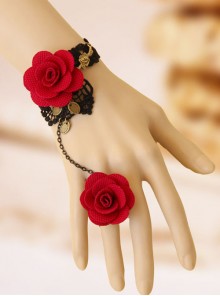 Gorgeous Lace Floral Lady Lolita Bracelet And Ring Set