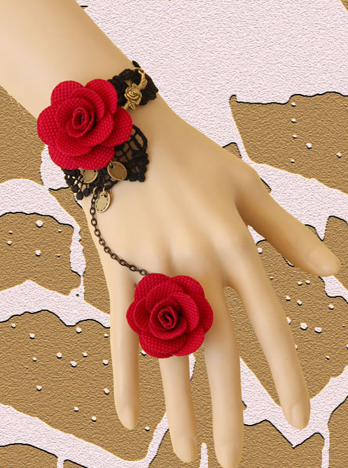 Gorgeous Lace Floral Lady Lolita Bracelet And Ring Set