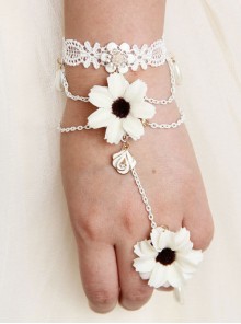 Classic White Lace Lady Lolita Bracelet And Ring Set