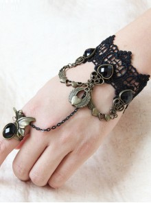 Black Lace Retro Punk Lolita Bracelet And Ring Set