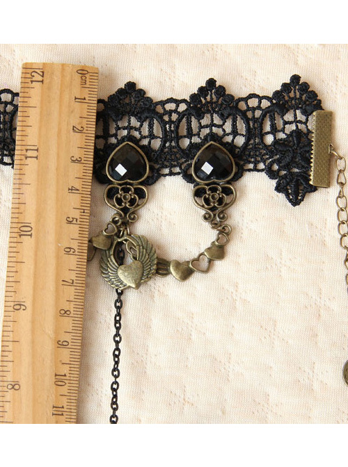 Black Lace Retro Punk Lolita Bracelet And Ring Set