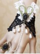 Black And White Lace Retro Dance Party Girls Lolita Bracelet And Ring Set