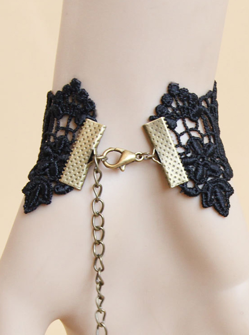 Gothic Retro Black Lolita Wrist Strap And Ring