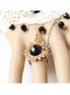 White Lace Black Bead Pendant Lolita Wrist Strap And Ring Set