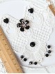 White Lace Black Bead Pendant Lolita Wrist Strap And Ring Set