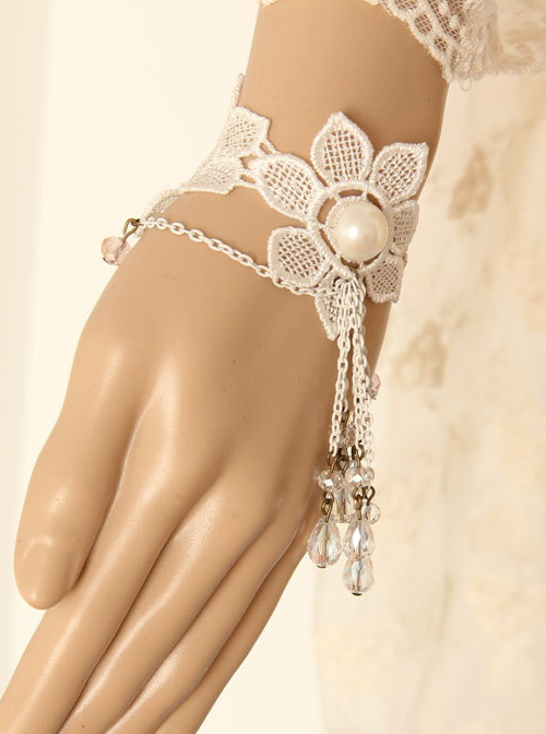 White Lace Flower Wedding Lady Lolita Wrist Strap