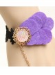 Black Lace Purple Decorate Lolita Wrist Strap And Ring Set