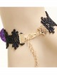 Black Lace Purple Decorate Lolita Wrist Strap And Ring Set