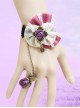 Purple Bowknot And Rose Lolita Wrist Strap And Ring Set