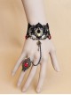 Vintage Black Lace Alloy Heart Shape Lolita Bracelet And Ring