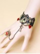 Vintage Black Lace Alloy Heart Shape Lolita Bracelet And Ring