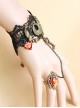 Vintage Black Lace Alloy Heart Shape Lolita Bracelet And Ring