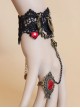 Vintage Black Lace Alloy Heart Shape Lolita Bracelet And Ring