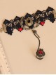 Vintage Black Lace Alloy Heart Shape Lolita Bracelet And Ring