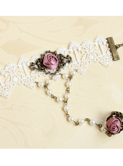 Cute Pink Rose Special Girls Lolita Wrist Strap And Ring