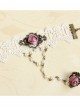 Cute Pink Rose Special Girls Lolita Wrist Strap And Ring