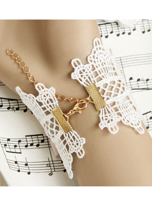 White Lace Cloth Flower Girls Lolita Wrist Strap