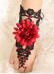 Black Lace Red Flower Girls Lolita Wrist Strap