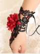 Black Lace Red Flower Girls Lolita Wrist Strap