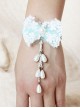 Cute Blue Bowknot Pearls Pendant Girls Lolita Wrist Strap