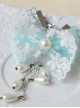 Cute Blue Bowknot Pearls Pendant Girls Lolita Wrist Strap