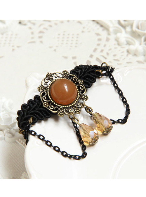 Gothic Lace Artificial Crystal Lady Lolita Wrist Strap