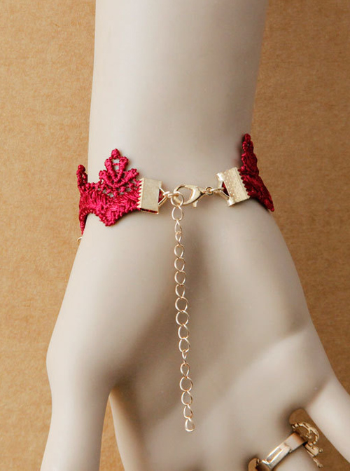 Red Lace Halloween Christmas Gothic Lolita Bracelet And Ring