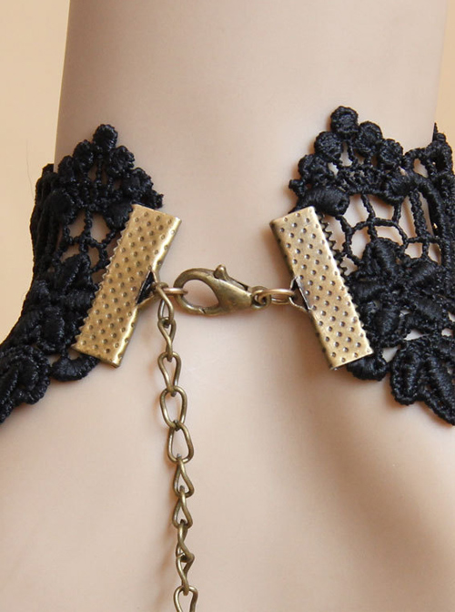 Vintage Black Lace Palace Dance Party Lolita Bracelet And Ring Set