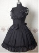 Black Sleeveless V-neck Frills Bow Lolita Dress