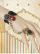 Black Lace Palace Style Gothic Lolita Wrist Strap And Ring Set