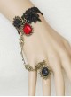 Black Lace Palace Style Gothic Lolita Wrist Strap And Ring Set