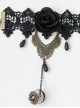 Baroque Court Style Black Flower Pearl Lace Lolita Bracelet And Ring Set