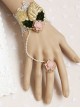 Cute Pink Resin Flower White Lace Girls Lolita Wrist Strap And Ring Suit