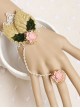 Cute Pink Resin Flower White Lace Girls Lolita Wrist Strap And Ring Suit