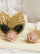 Cute Pink Resin Flower White Lace Girls Lolita Wrist Strap And Ring Suit