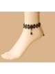 Retro Black Lace Bead Handmade Girls Lolita Ankle Belt