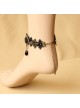 Retro Black Lace Bead Handmade Girls Lolita Ankle Belt