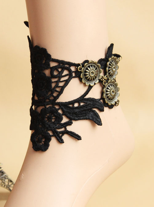 Gothic Black Lace Handmade Lolita Ankle Belt