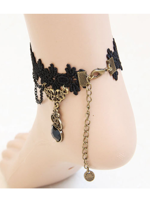 Concise Black Heart Pendant Handmade Girls Lolita Ankle Belt