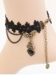 Concise Black Heart Pendant Handmade Girls Lolita Ankle Belt