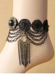 Gothic Black Lace Chain Tassel Girls Lolita Ankle Belt