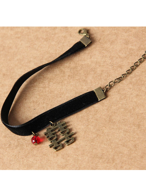 Chinese Characters And Red Bead Pendant Ankle Belt